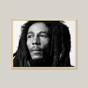 Affiche de musique reggae de Bob Marley - décoration d'intérieur de Bob Marley - photo noir et blanc - art jamaïcain - décoration de bar et café - téléchargement numérique - levez-vous debout