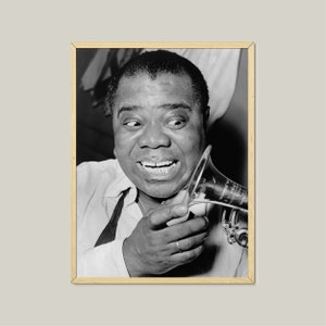 Vintage Louis Armstrong Jazz Poster Prints-Digital Download-Black and White Vintage Photo-Wall Art Photography-Louis Armstrong Photo Print
