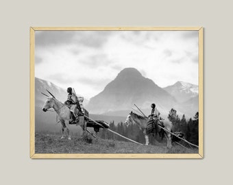 American Indian Photo Poster-Native American Art-Black And White Print -Waiting For The Hunters-Indigenous People-Rare Poster Art-Printable