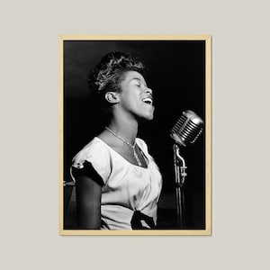 vintage Sarah Voughan affiche-chanteuse de jazz rétro photographie d'art mural - art musical pour la décoration intérieure-musicien de jazz noir et blanc art portrait