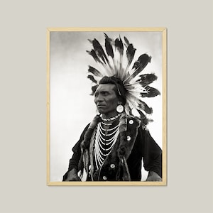 American Indian Chief Eagle-Native American Art-Black And White Print--Antique Photo Frames-Wild West Photo-Memorabilia Gift-Rare Poster Art
