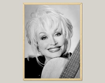 Dolly Parton Poster: Vintage Black and White Music Studio Decor (Digital Download)