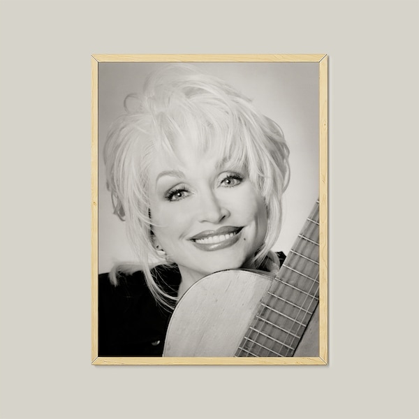 Dolly Parton Printable Country Musician Poster-Music Wall Art Print-Vintage Musician Digital Poster-Music Studio Decor-Black And White