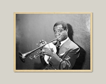 Vintage Louis Armstrong Photo Print: Black and White Jazz Music Poster (Digital Download)