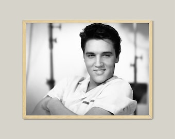 Elvis Presley 1958 Portrait: Black and White Music Poster (Digital Download)