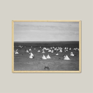 Vintage Piegan Tribe Poster: Restored Black and White American Indian Wall Art (Digital Download)