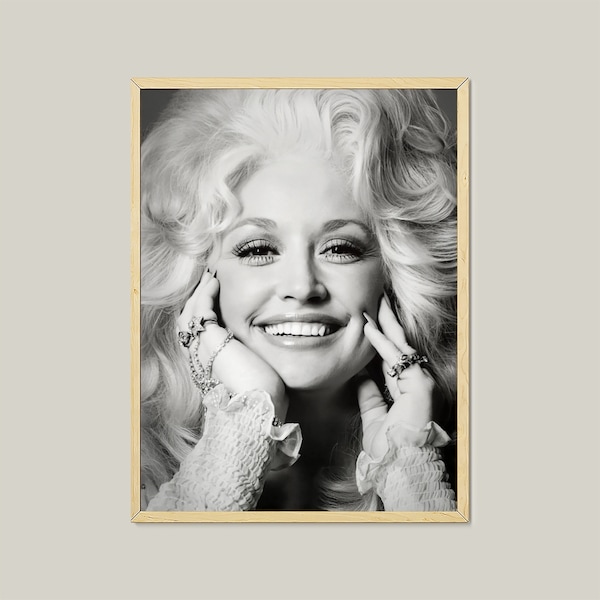 Dolly Parton Decor - Vintage Country Music Digital Poster Print- Musician Digital Poster-Music Studio Decor-Black And White