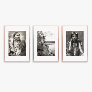 Conjunto de 3 mujeres nativas americanas arte-arte fotográfico en blanco y negro-regalo feminista-foto antigua-arte de pared-regalo nativo americano-muro nativo americano imagen 2