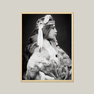 Naida The Proud Princess Poster-Edward Curtis Art- Indigenous People-Native American Indian Women Poster-Feminist Friend Gift-Vintage Photo
