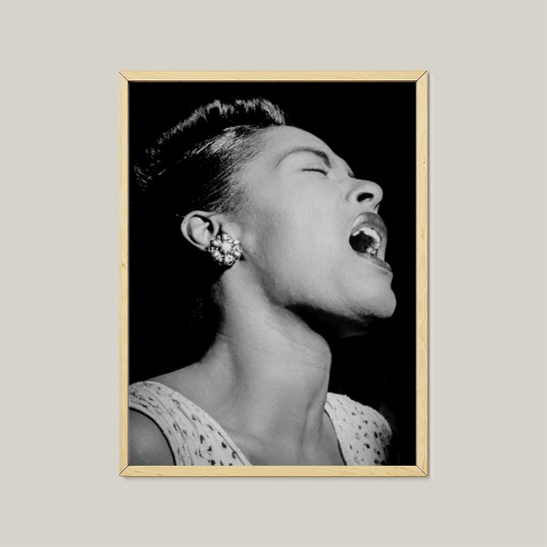 Vintage Billie Holiday Poster - Jazz Icon Wall Art for Music Lovers - Retro Style Art Print- Music Art for Home Decor - Jazz Singer Portrait