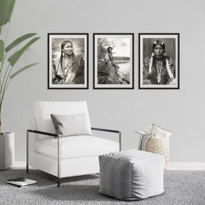 Conjunto de 3 mujeres nativas americanas arte-arte fotográfico en blanco y negro-regalo feminista-foto antigua-arte de pared-regalo nativo americano-muro nativo americano imagen 4