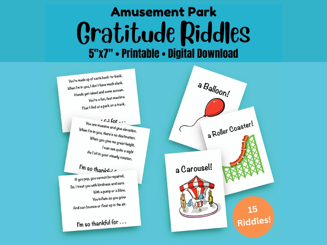 Mindfulness and Gratitude Riddles for Kids amusement Park - Etsy