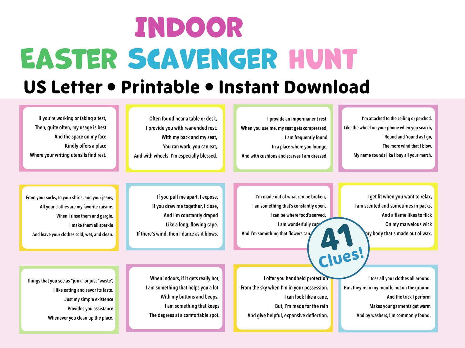Easter Indoor Scavenger Hunt for Teens and Kids, Indoor Easter
