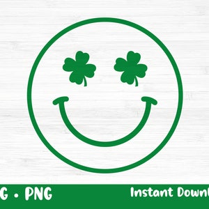 Smiley Kleeblatt svg, Smiley Kleeblatt SVG, Smiley St Patricks Day png, Smiley Glück Glück, digitaler Download Cricut Datei