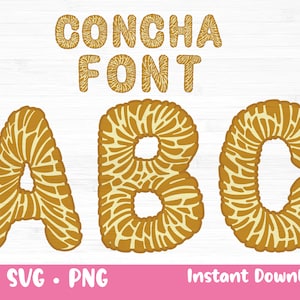 Concha SVG Font, Concha Letters svg png,  Mexican Sweet Bread Alphabet Clipart Bundle for Cricut and Birthday Parties
