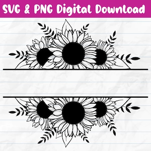 Sunflower Monogram Vector SVG and PNG Cricut file for tumblers, tote bags, bridesmaids gifts, pillows, shirts, and more