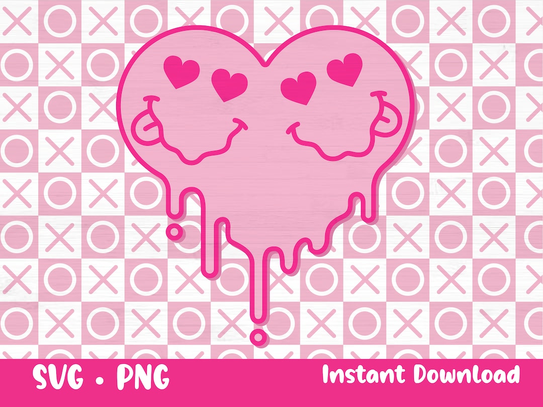 Heart Eyes Smiley Svg, Valentine's Day Smiley Faces, Retro Smiley Face