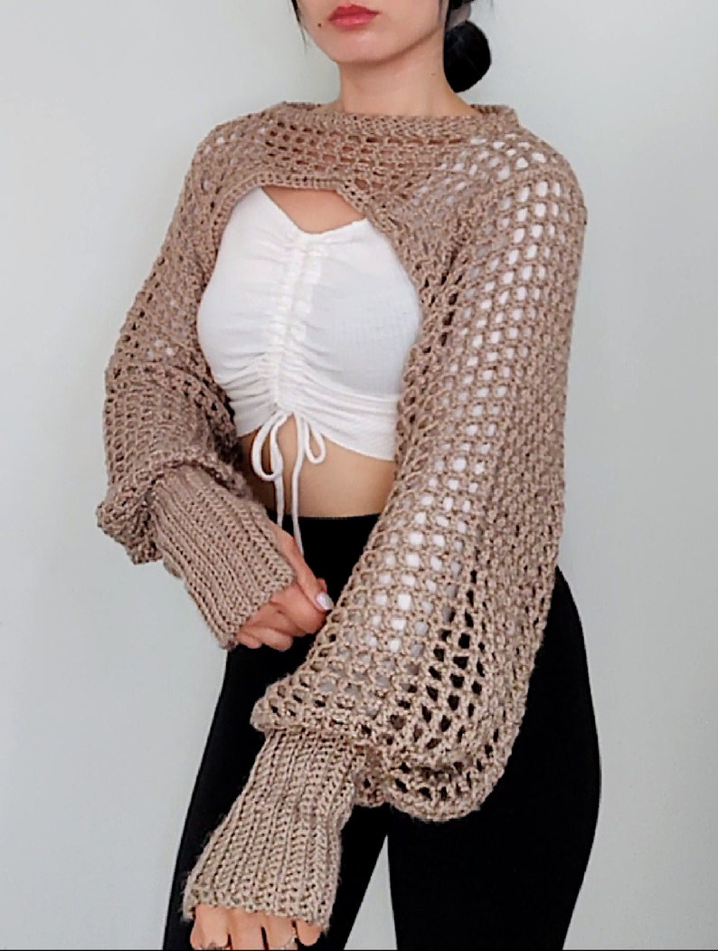Gloved Puff Sleeves Crochet Pattern, Crochet Bolero, Shrug image 2