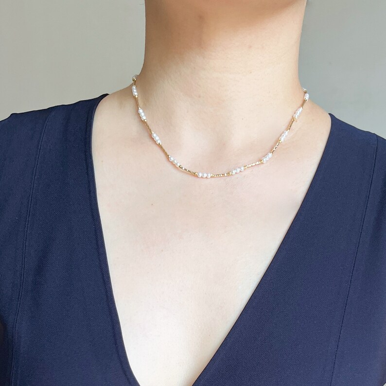 Collar de perlas naturales 44 cm perlas de agua dulce Collar de perlas imagen 9