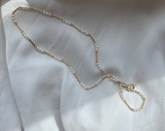 Natural pearl necklace 44 cm (freshwater pearls) Pearl necklace