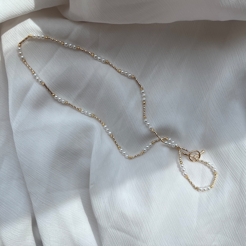 Collar de perlas naturales 44 cm perlas de agua dulce Collar de perlas imagen 1