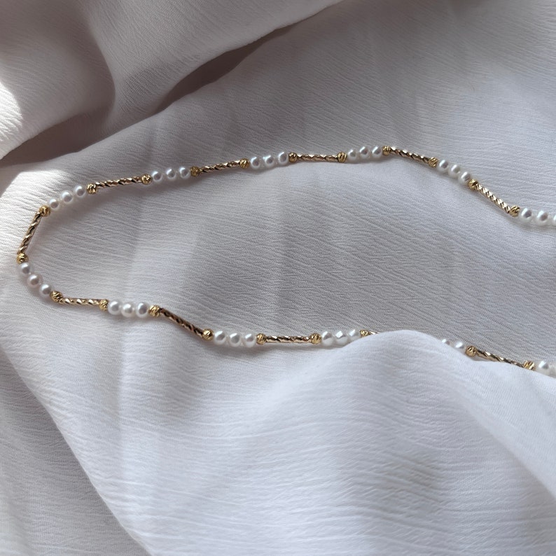 Collar de perlas naturales 44 cm perlas de agua dulce Collar de perlas imagen 4