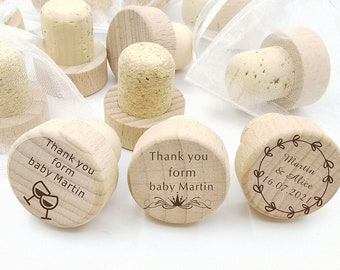 Wedding Wine Stopper with Name Date Gift for Bride to Be Wedding Keepsake Bottle Top Cork Design Bridal Favor Party Bundle for Guest Wedding