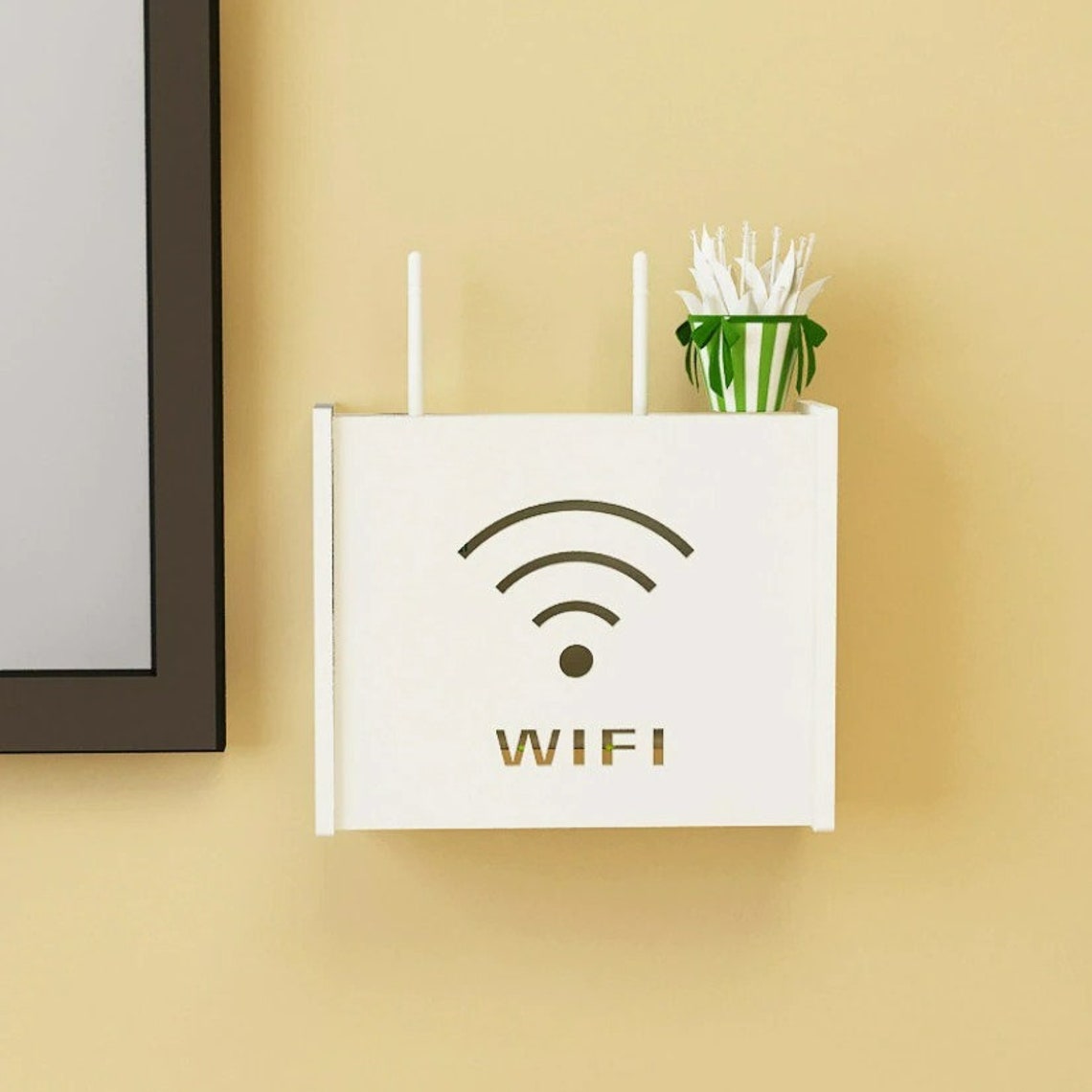 Wifi Router Shelf Storage Boxes Cable Power Plus Wire Bracket Etsy
