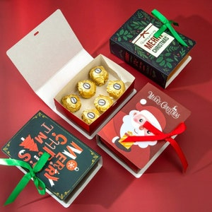 4/5 pièces en forme de livre, Joyeux Noël, sacs bonbons, boîte-cadeau de Noël père Noël, fête de Noël Navidad Natal, fournitures de décoration, livraison gratuite