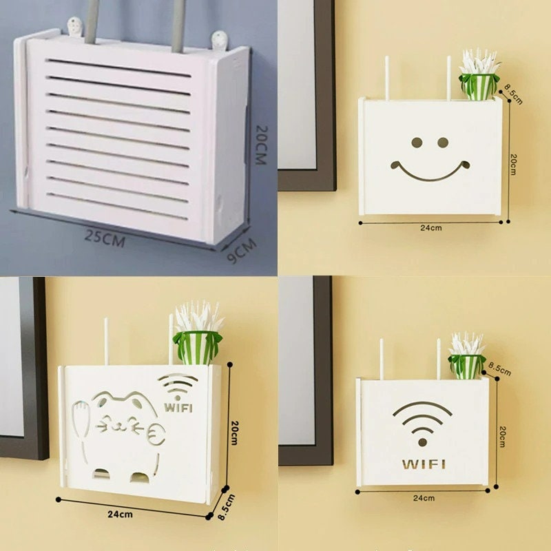 Caja de enrutador wifi Caja de almacenamiento con soporte para tablero  colgante de pared de PVC, tamaño: 41x23x8.5cm