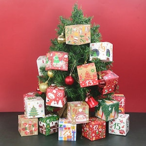 24Pcs Christmas Advent Calendar Gift Box, Kraft Paper Candy Cookies Box, Kids New Year Party Gift, Favors Navidad Xmas Decore, Spedizione gratuita