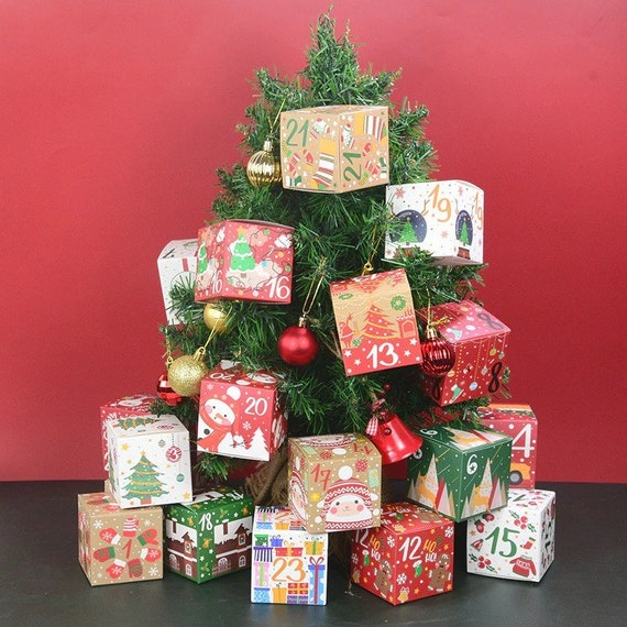 24pcs Christmas Advent Calendar Gift Box, Kraft Paper Candy Cookies Box,  Kids New Year Party Gift, Favors Navidad Xmas Decore, Free Shipping - Etsy