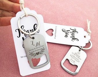 20 Personalized Keychains, Engraved logo keychain, Custom bottle opener, Wedding Party Gift, Custom party favors, Bridesmaid proposal gifts