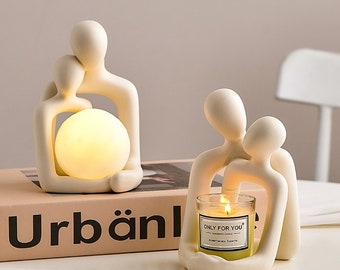 Nordic Decor, Ceramic Creative Couple, Table Lamp, Bedroom Decor, Aesthetic Room Decor, Home Decor, Mother daughter gift, Gift for the home
