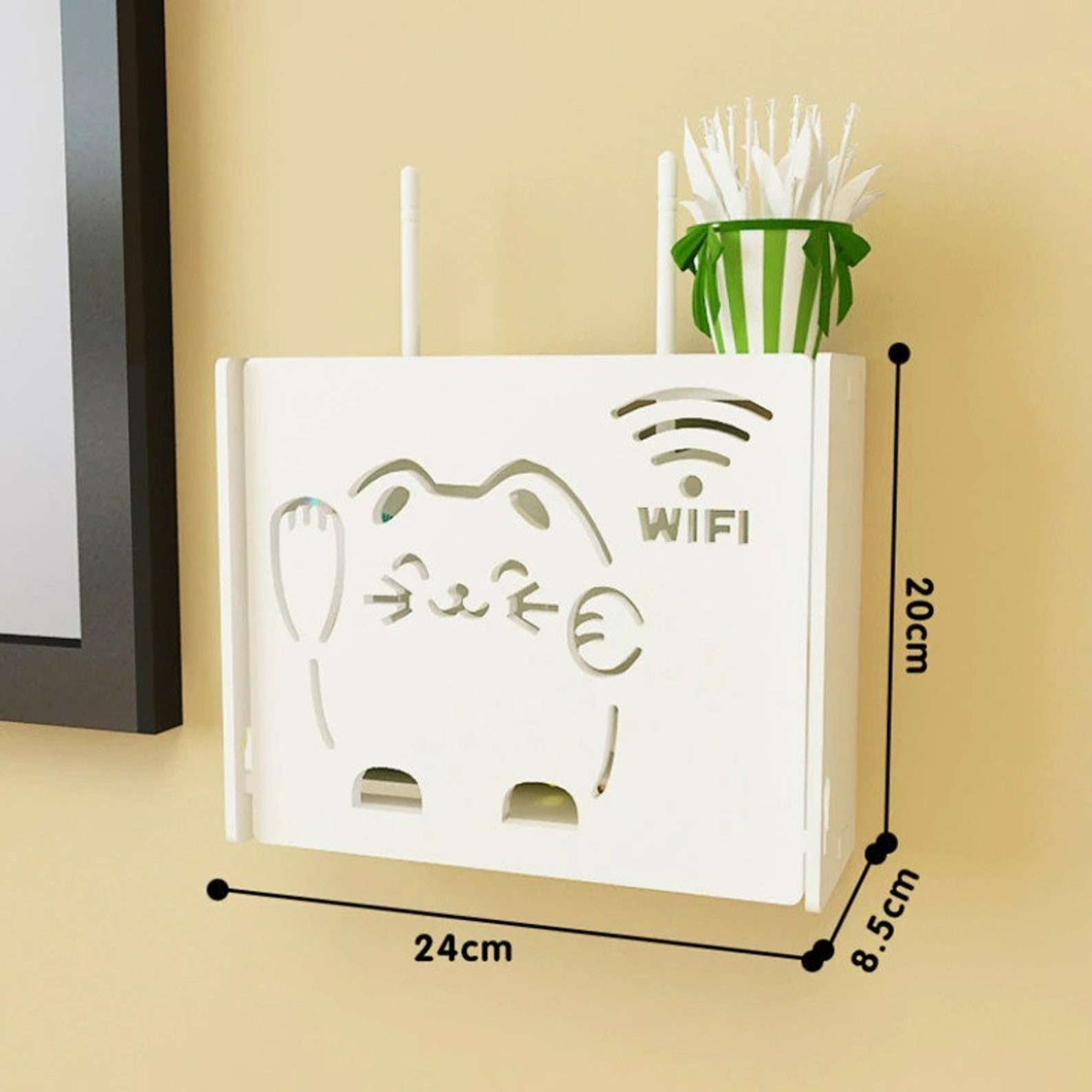 Wifi Router Shelf Storage Boxes Cable Power Plus Wire Bracket Etsy