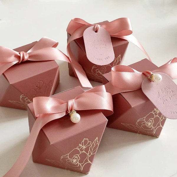 Boîte cadeau en forme de diamant, boîtes à bonbons en papier, boîte d'emballage de chocolat, faveurs de mariage pour les invités, fête prénatale, fête d'anniversaire, cadeaux de Noël