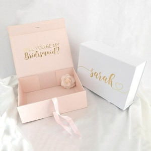 Gepersonaliseerde luxe geschenkdoos, bruidsmeisje voorsteldoos, aangepast huwelijksgeschenk, doos met naam, verjaardagsdoos, ben je mijn bruidsmeisje, freeshipping