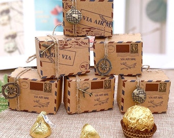 10 Stück Vintage Bonbon Schachtel, Stempel Design, Schokolade Verpackung, Kraftpapier Geschenk, Weihnachtsgeschenke, Partyzubehör, süße Geschenke für Freund