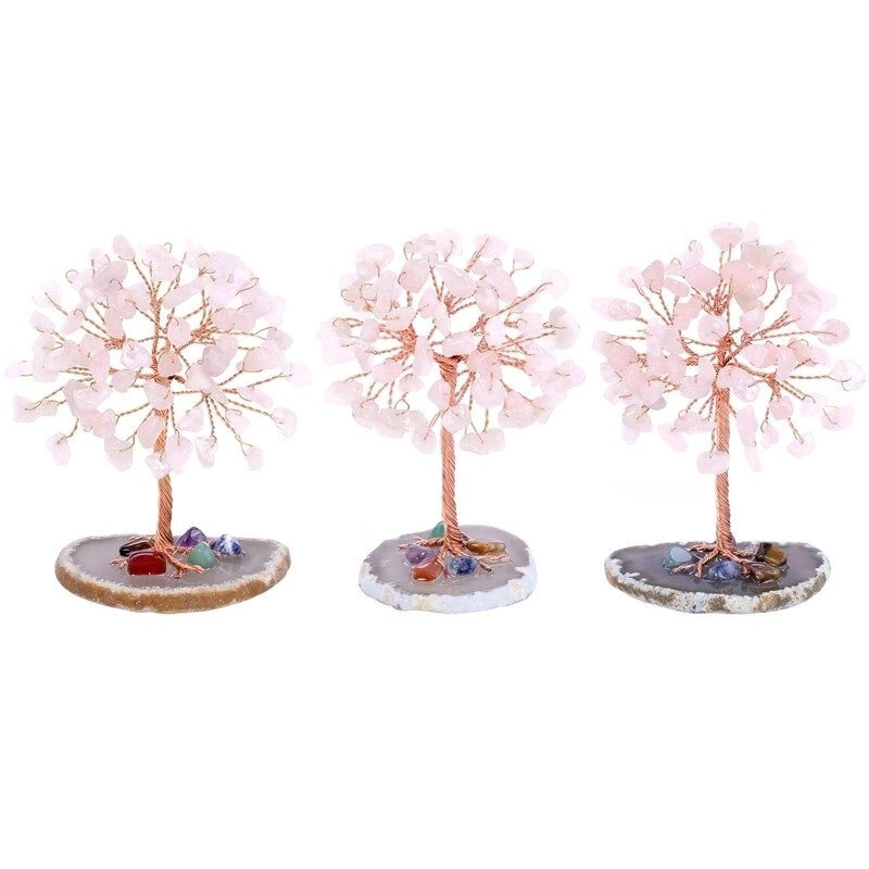 Mini Crystal Money Tree, Wire Wrapped Tree, Agate Slice Base, Chakra ...