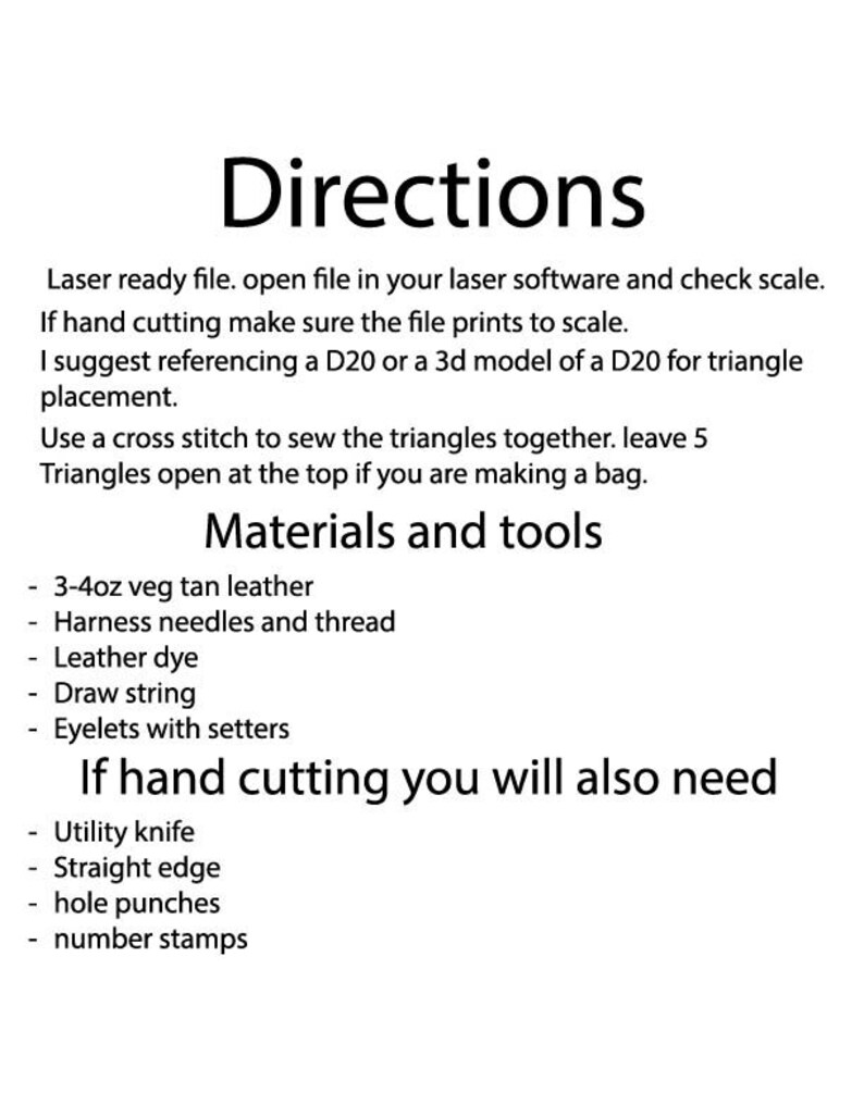 Leather D20 Dice Bag SVG Pattern Laser Ready Etsy