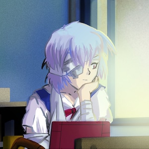 Rei Ayanami by the Window STICKER