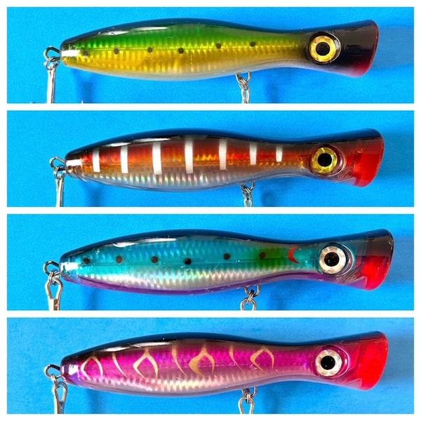 Heavy Duty Saltwater Topwater Tuna Poppers Fishing Lure - Choose Color & Size