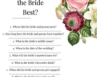 Hen do Quiz, Who knows the Bride best?, What did the Groom say?