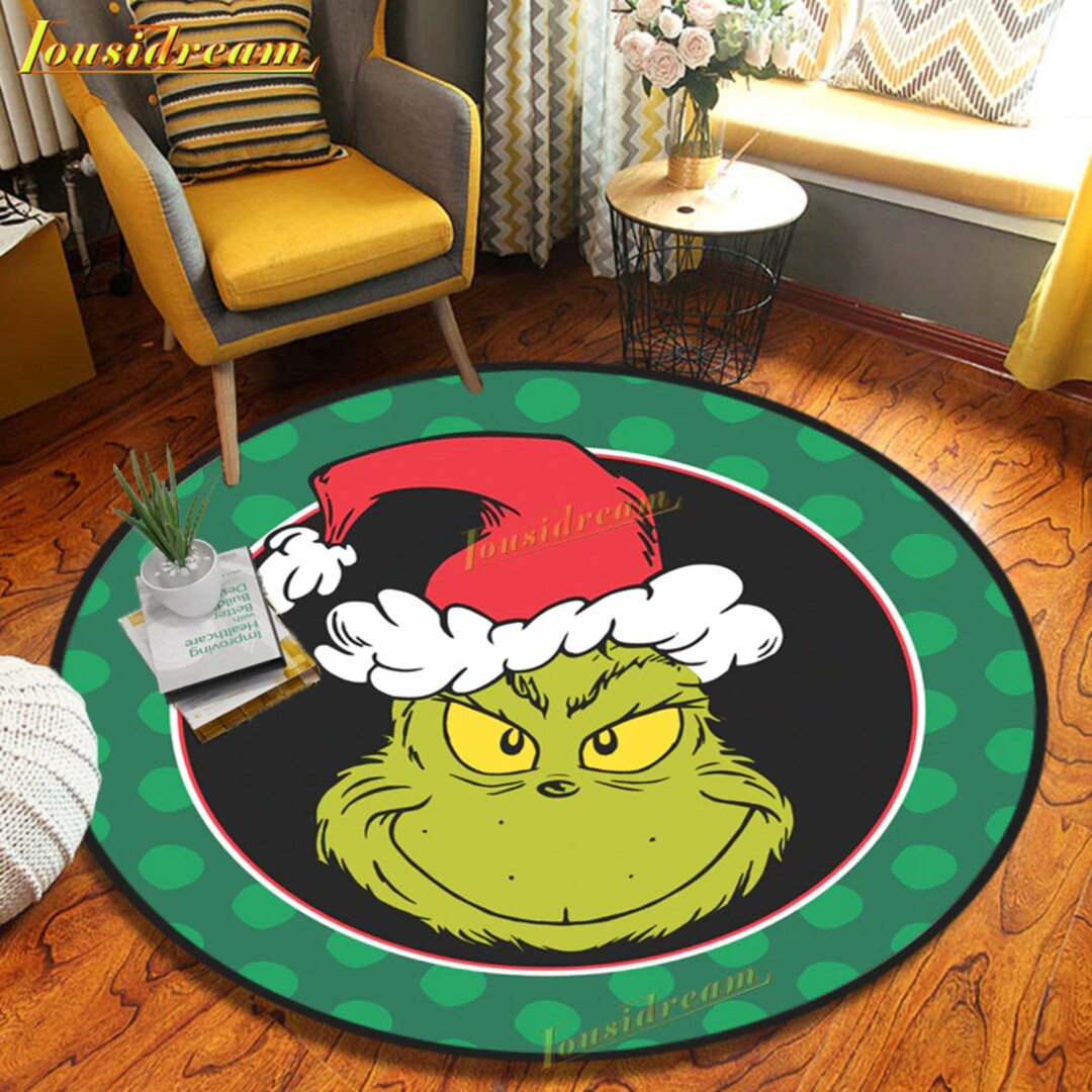 Handmade Grinch Carpet Cartoon Chair Mat Nonslip Floormat Etsy