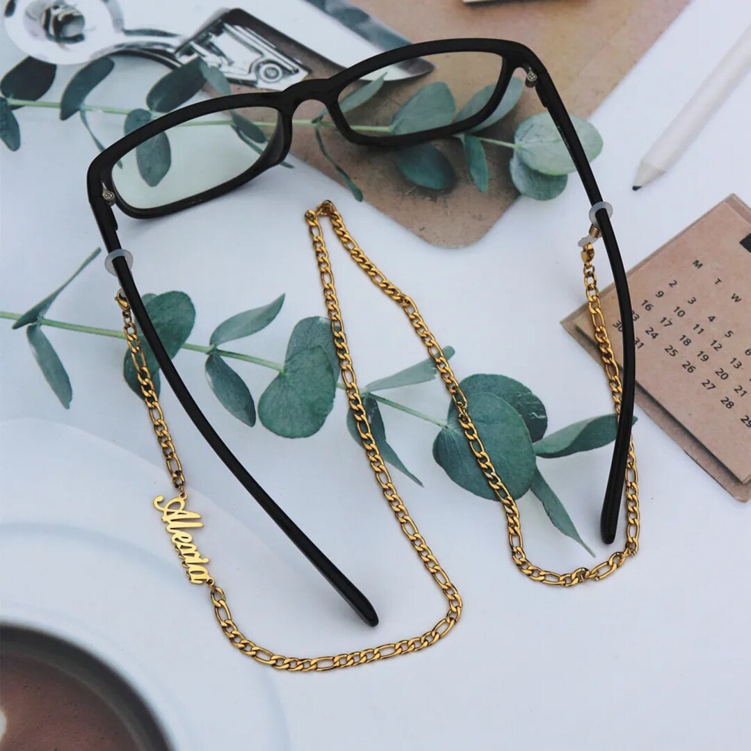 Personalized Name Eyeglass Chain Custom Name Tag Glasses Etsy
