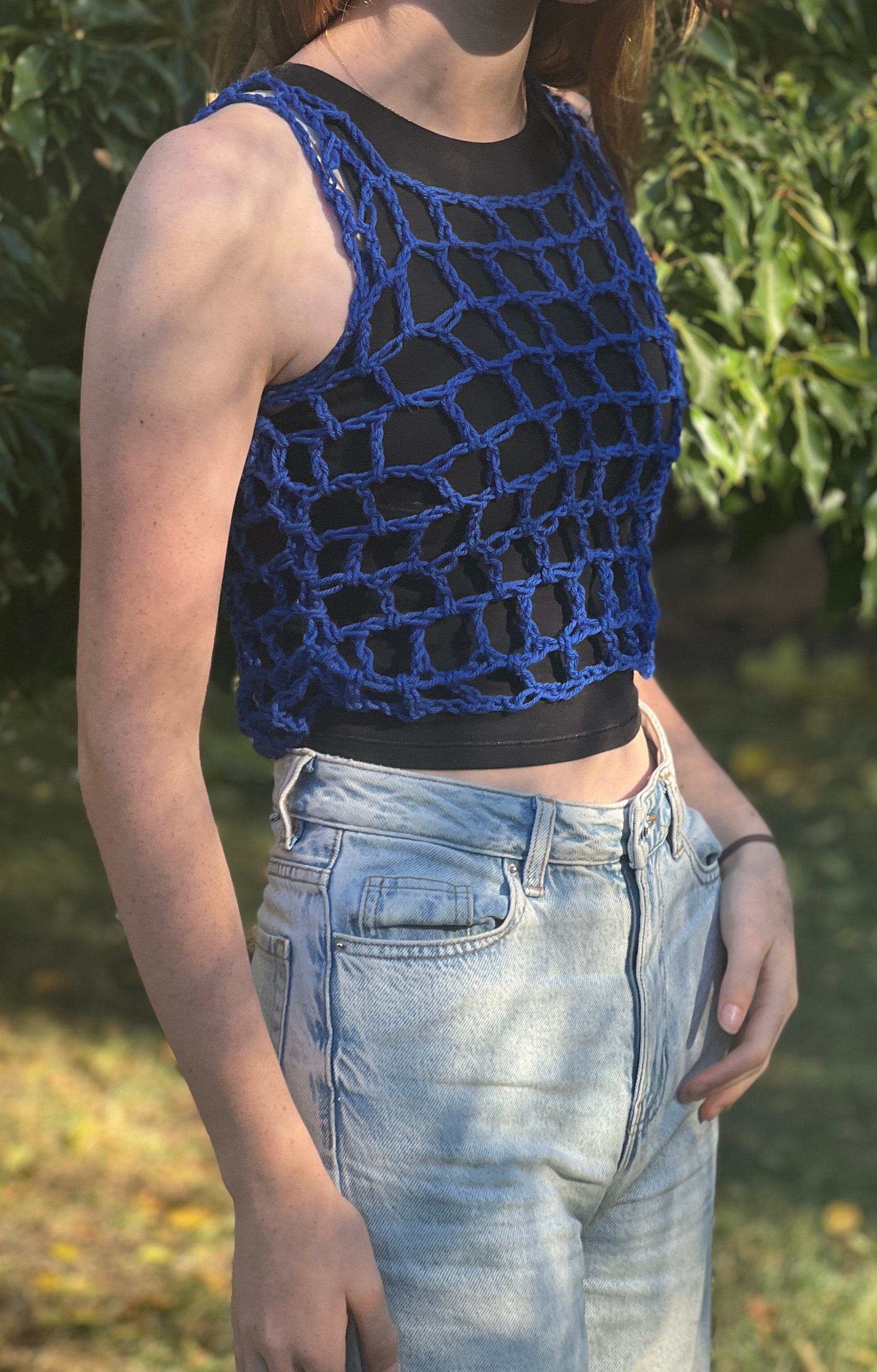 blue netted top