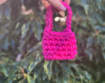 Crochet Mini Bag T-Shirt Yarn Pink