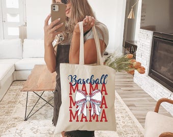 Baseball Mama Tote Bag, Perfect Gift for Sports Moms, Reusable Shopping Bag, Beach Tote, Cute Gift for Mother's Day
