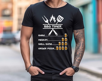 BBQ Timer Tee for Grill Lovers, Funny Cooking Shirt, Perfect Gift for BBQ Enthusiasts, Ideal for Summer Cookouts, Casual Wear