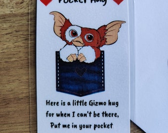 Cute Gizmo Friendship Pocket Hug Birthday Gift Card Love Token I Love You Keepsake for Gremlins Film Fan